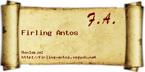 Firling Antos névjegykártya